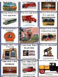 toy appraisal, free toy evaluation, buying rare toys, buying rare vintage toys, buying german tin toys, buying antique american toys, buying toy trucks
