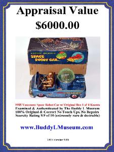 yonezawa space robot car, vintage space toys, vintage tin toys, made in Japan