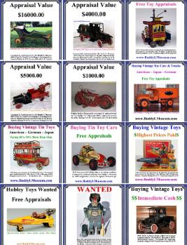 Buying Vintage Toys ~ Free Toy Appraisal ~ Buying Antique Toys ~ Buddy L Toy Museum helping collectors buying and selling vintage toys over half a century.